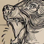 Ručne kreslená grafika, ilustrácia, motív od slovenskej umelkyne Deni Minar; Kolekcia Divé Zvieratá